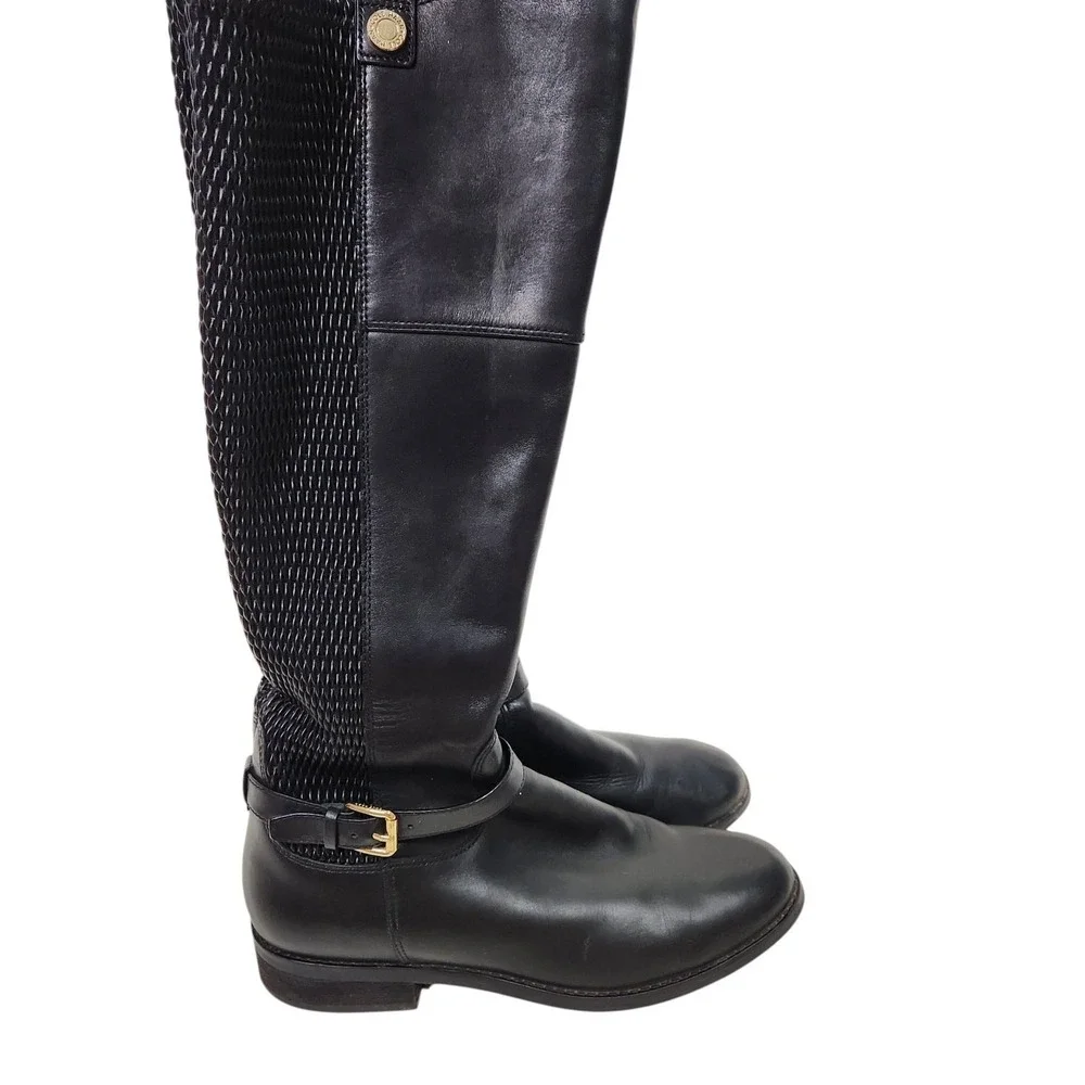 COLE‎ HAAN Boots Womens 8B Clove Riding Knee High Leather Gold Buckle Classic